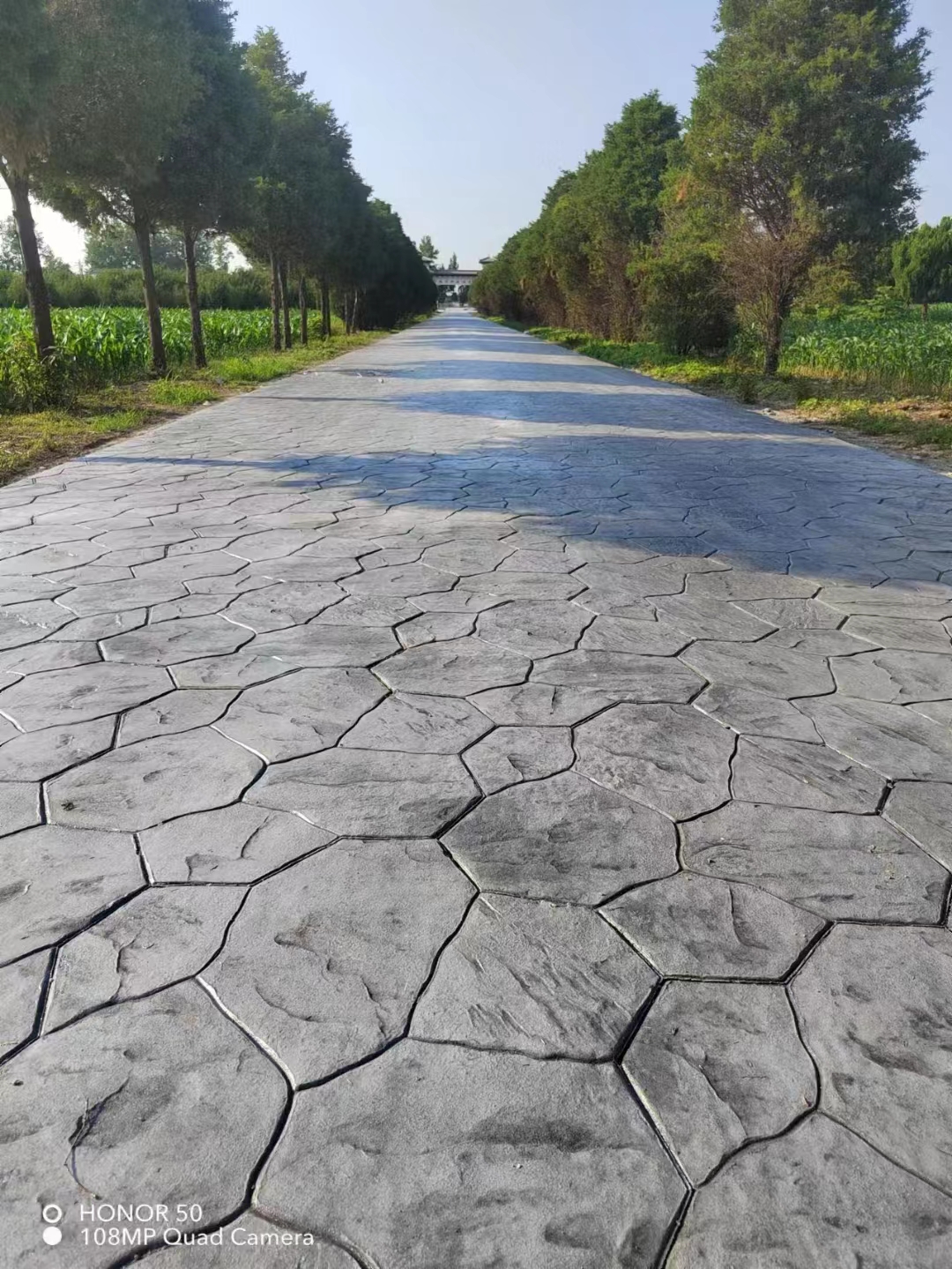 Cutting rock printed pavement